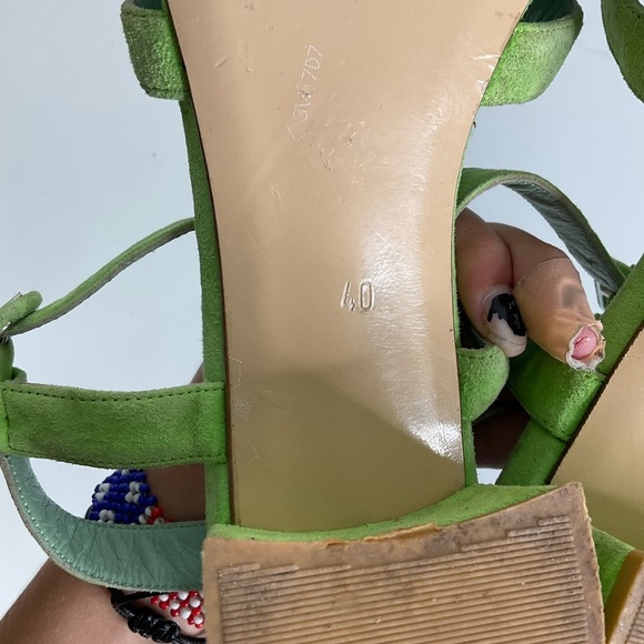 Maryam Nassir Zadeh Palma High Sandals Green Suede Size 40 - Picture 8 of 9